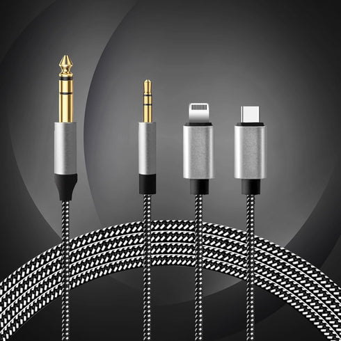 6.56FT MFi Certified Lightning to 1/4 Inch TRS Cable, Within 1/4 to USB C, 3.5mm to 1/4" TRS Adapter,DAC Chip Include, 3-in-1 Stereo 1/4 TRS Cable...
