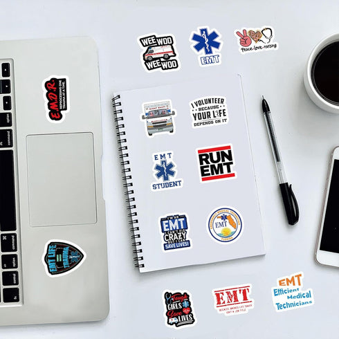 100pcs Emergency Medical Technician Stickers, EMT Paramedic Stickers, Funny Vinyl Decals for Kids Helmet Water Bottles Cars Phone Laptop Journal N...
