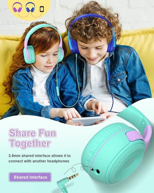 ELECDER Kids Headphones, S8 Wired Headphones for Kids with Microphone for Boys Girls, Adjustable 85dB/94dB Volume Limited, 3.5 mm Jack for/Kindle/...