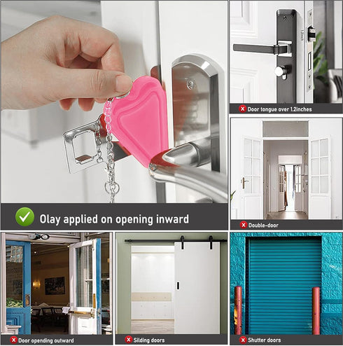 Portable Door Lock,Heavy Duty Hotel Travel Door Lock for Additional Safety and Privacy for Hotel,Apartment, Home, Bedroom, School and Prevent Unau...