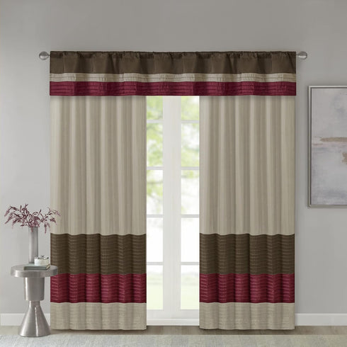 Madison Park Amherst Single Panel Faux Silk Rod Pocket Curtain With Privacy Lining for Living Room, Window Drapes for Bedroom and Dorm, 50x18, Red...