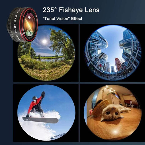 Phone Camera Lens, Clip on Cell HD Phone Fisheye Lens kit, 235° Fisheye Lens ?for Most iPhone Android Samsung Phones and Smartphones......