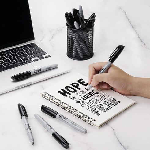 Ultra Fine Permanent Marker Bulk, 32 Pack Ultra Fine Point Black Permanent Marker set, Felt Tip Pens Works on Plastic, Wood, Stone, Metal and Glas...
