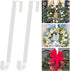 2 Pack Solid Wreath Hanger for Front Door Window Wreath Hooks Holder Over The Door Metal Hook Hangers (White, 12 inch)...