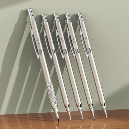 Mr. Pen- Metal Mechanical Pencil Set in Leather Case, 5 Sizes, 0.3, 0.5, 0.7, 0.9, 2mm, mechanical pencils, Sketching Pencils, Drafting Pencil, Me...