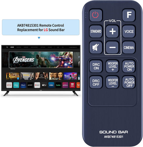 New AKB74815301 Replacement Remote Control for LG Soundbar S55A3-D LAS454B LAS485B LAS453B S45A1-D SH3B SH3K SJ4Y SPH3B-W SPH4B-W Sound Bar......