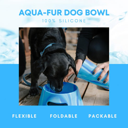 Silipint: Aqua-Fur Silicone Dog Bowl: Hippie Hops -18oz Colapsible/Foldable, Lightweight, Feed & Water Dish, Pet Travel...