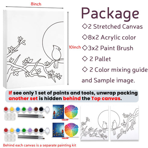 2 Pack Paint and Sip Canvas Painting Kit Pre Drawn Canvas for Painting for adults Stretched Canvas Couples Games Date Night Anniversary Gifts Coup...