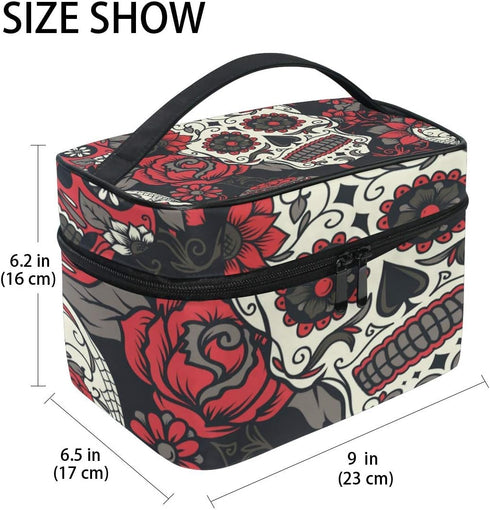 Travel Cosmetic Bag Toiletry Makeup Bag Pouch Case Organizer Storage for Women, Color Sugar Skull...