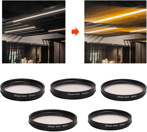 Camera Lens Filter Gold Streak Anamorphic Effect Photography Filter Accessories(37mm)...