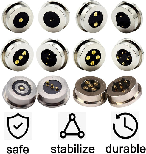 1Pair 1Pin/2Pin/3Pin/4Pin/5Pin Round Magnetic Pogo Pin Connector,12V 3A DC Power Male+Female Socket Charge Spring Loaded Magnet Pogo Pin Connector...