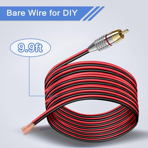 9.9FT RCA to Speaker Bare Wire Cable, Heavy 14 Gauge Speaker Bare Wire Cables to RCA Plug Adapter Repair Speaker Cord for Speakers Amplifier TV Su...