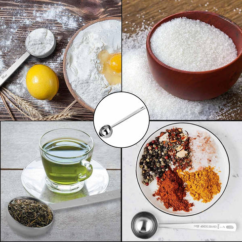 2 Pcs Coffee Scoop 18/8 Stainless Steel Measuring Coffee Spoon Set 1 Tablespoon (15ML) & 2 Tablespoon (30ML) Long Handle Spoons Metal Tablespoon f...
