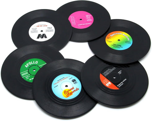 Coaster Vinyl Record Disk Coasters for Drinks - Tabletop Protection Prevents Furniture Damage (6 PCS Vinyl)...