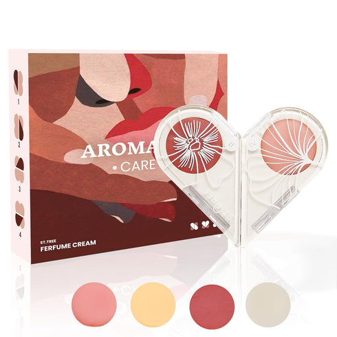 New and Improved! 4-in-1 Portable Heart Solid Perfume for Women,Pheromones Infused Solid Cologne Balm - Includes 4 Scents- TSA Approved...