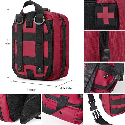 First Aid Kit Survival Backpack Emergency Trauma Kit EMT Medical Pouch Outdoor Tactical Gear Set Organizer Military Grade Rip-Away Molle Pouch Bag...