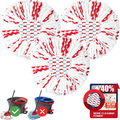 3 Pack Spin Mop Heads Replacement - 40% More Cleaning Power, Spin Mop Replace Refills Compatible with O Cedar Easy Wring 1-Tank System, Deep Clean...