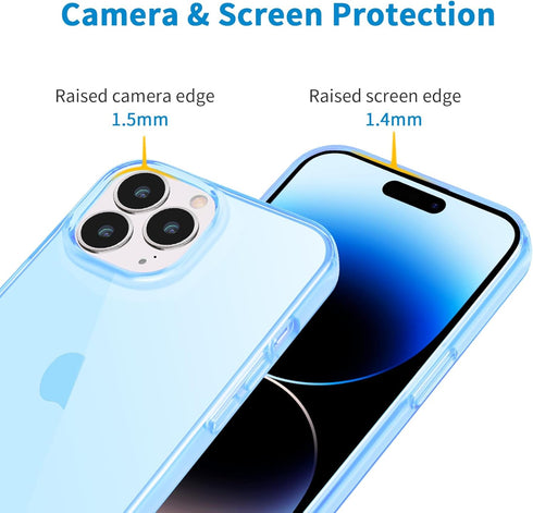 JJGoo Compatible with iPhone 14 Pro Case, Clear Soft Shockproof Protective Slim Thin Bumper Cover Transparent Phone Case, Translucent Blue...