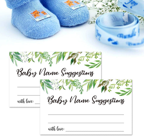 50 Baby Shower Name Suggestion Cards, Greenery Name Suggestion Cards for Baby Shower, Name Suggestion Game, Baby Shower Games, Baby Party Supplies...