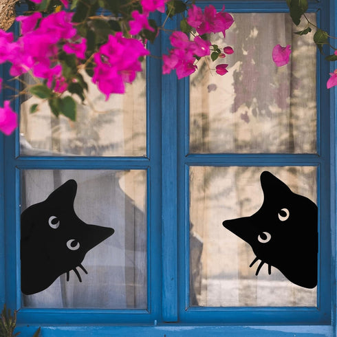 Metal Black Cat Garden Decorations, Outdoor Cat Yard Art Decor, Lawn Ornament Halloween Cat Gift for Cat Lovers, Funny Courtyard Animal Silhouette...