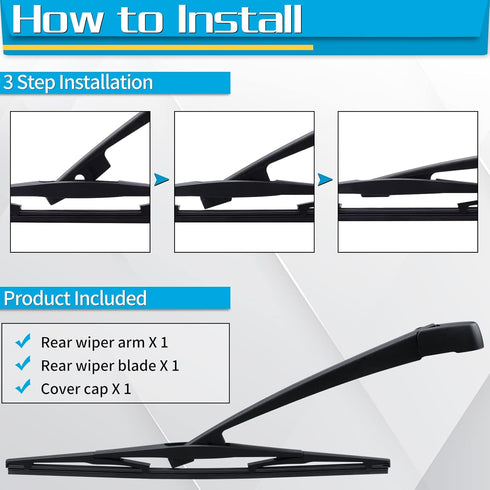 Rear Wiper Arm Blade, Replacement for Honda Odyssey 2011-2017 - ZOFFI Back Windscreen Wiper Assembly Replacement - All Season Natural Rubber Clean...
