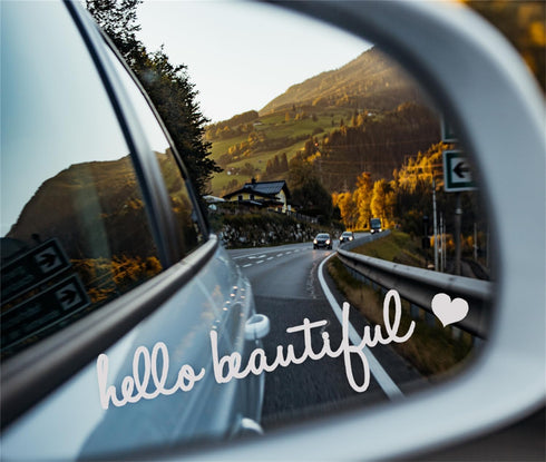 3pcs Hello Beautiful Rearview Mirror Decal Vinyl Car Decals for Women Vanity Mirror Stickers Girl...