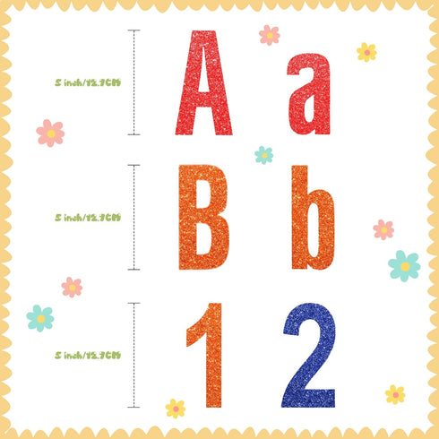 134 Pcs 5 Inch Bulletin Board Letters Colorful Alphabet Letters Numbers and Punctuation Cutouts Letters for Bulletin Board Wall Set for Display Bo...