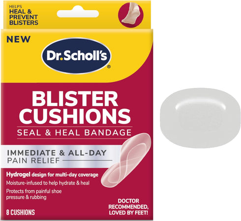 Dr. Scholl's BLISTER CUSHIONS Seal & Heal Bandage with Hydrogel Technology, 8 ct // Immediate & All-Day Pain Relief, Thin, Flexible & Nearly Invis...