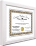 Creative Picture Frames 7x9 White Diploma Frame with White Mat Glass Easel and Installed Wall Hangers | Frame Holds 10x12 Media without Mat...