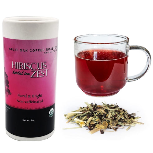 Organic Loose Leaf Tea Hibiscus Herbal Tea Zest. Organic Hibiscus Flowers, Lemongrass, Green Rooibos, Licorice Root, Orange Peel and Lemon Essenti...