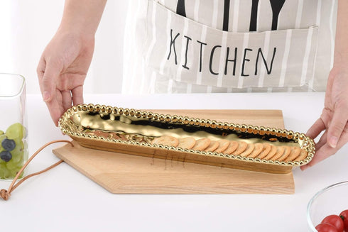 Pampa Bay Porcelain Cracker Cheese and Charcuterie Tray (Gold)...