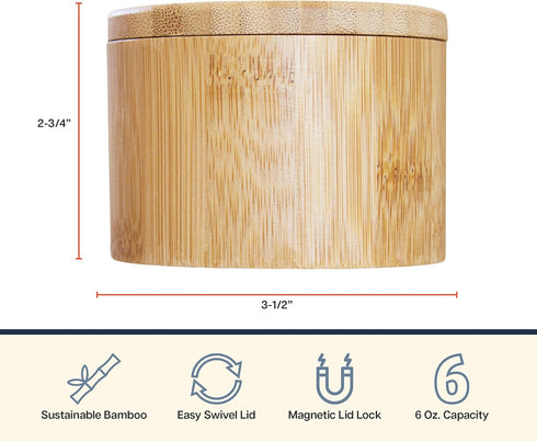 Totally Bamboo Salt Cellar – Wooden Salt Box with Magnetic Lid for Countertop Storage, 6 oz Capacity...