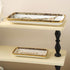 10 * 5" Granite Texture Fine Porcelain White Tray with Golden Edge,Decorative Vanity Tray for bathroom. for Jewelry storage, Ring & Key Holder, Ba...