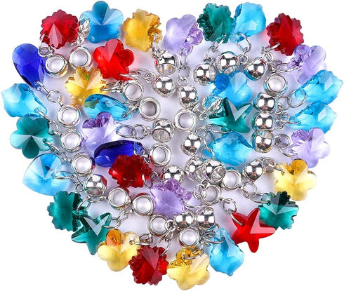 60 Pieces Assorted European Beads with Plating Silver Metal Alloy Rhinestone Large Hole Spacer Beads for DIY Charm Bracelet Jewelry Making (Alloy ...