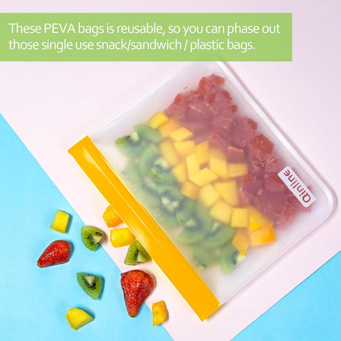 Reusable Food Storage Bags - 10 Pack Dishwasher Safe Freezer Bags, BPA Free Silicone, Leakproof for Marinate Salad Fruit Travel - 5 Sandwich 5 Sna...