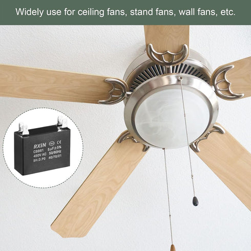 YOKIVE CBB61 Run Capacitor, 450V AC 5uF 50/60Hz Double Insert Run Round Capacitor, Low Loss, Great for Washing Machines Motor (Black)...