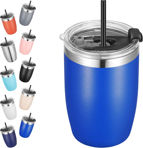 VEGOND Stainless Steel 12 oz Tumblers bulk Vacuum Insulated Double Wall Travel Tumbler with Lid and Straw Reusable Tumbler, Royal Blue 1 Pack...