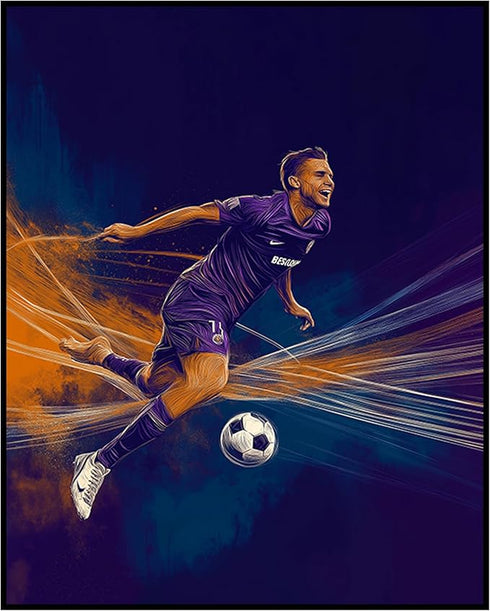 Posterizer 1 pcs-Football soccer player sprinting towards the ball-Sports & Hobby Art Gifts for sports fans Decor for Home & Office- unframed wall...