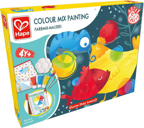 Hape Color Mix Painting - Activities and Art Supplies for Kids with Paint Set, Art Brushes, Paint Palette, Color Wheel, Binder Clip and A3 Activit...