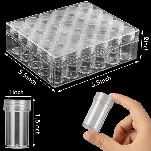 BigOtters Embroidery Diamond Storage Box, 30PCS Big Clear Plastic Bead Containers with Silicone Funnel for Jewelry Painting DIY Art Craft Rhinesto...