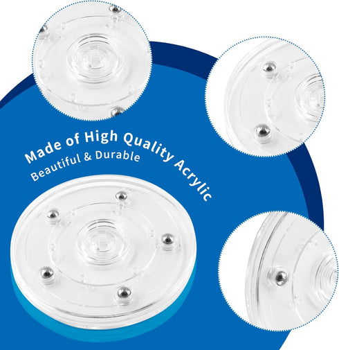 2 Pack 4 Inch Turntable Mini Turntable Organizer, Clear Rotating Tray Small Revolving Base, Acrylic Ball Bearing Turntable Plate for Kitchen Table...