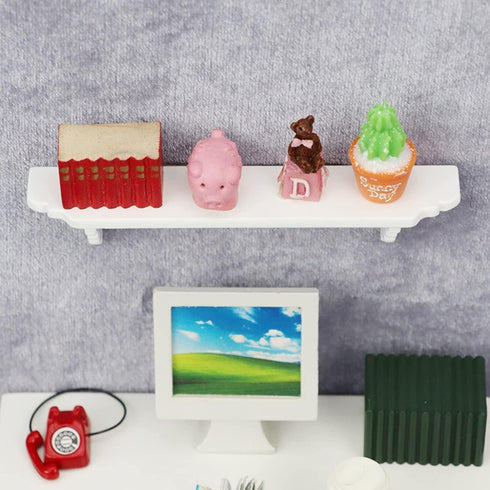 Dollhouse Wall Shelf, 1:12 Scale Miniature Dollhouse Accessories, White Doll House Storage Wall Shelf for Kitchen Scene White,Dollhouse Accessorie...