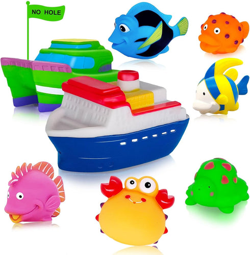 Mold Free Baby Bath Toys - Toy Boats No Hole Infant Toddler Bath Toy for Kids Age 1 2 3 4 Bathtub Water Pool Toys for Infants 6-12-18-24 Months Gi...