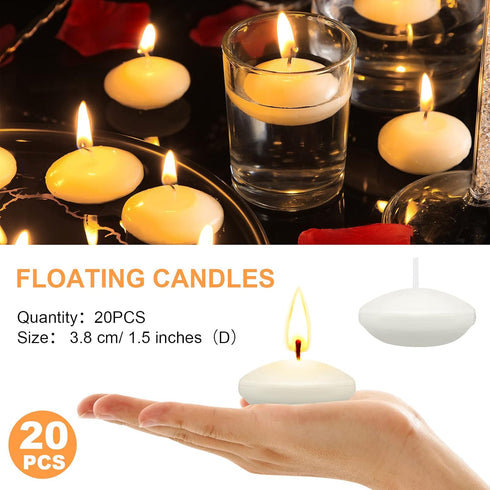 Nuanchu 20 Pcs Floating Candles Centerpieces for Wedding 1.5 Inch Small Unscented Floating Candles Decoration for Wedding Party Thanksgiving Hallo...