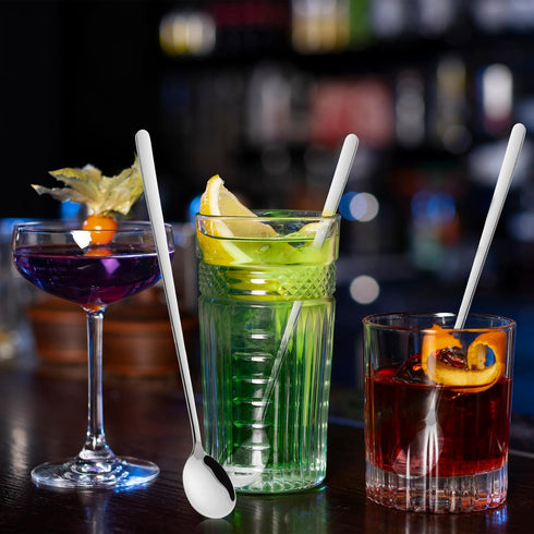 4PCS Sliver Stainless Steel Coffee Stirrers 9-Inch Long Coffee Spoons for Coffee Ice Tea Spoons Long Handle Cocktail Stirring Spoons for Cocktail ...