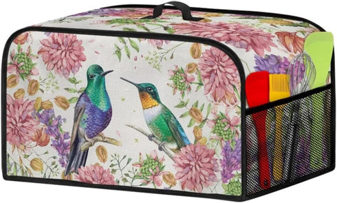 TODIYADDU Hummingbird Floral Slow Cooker Cover for Women Trendy Air Fryer Cover Dust Cover with Storage Pocket and Handle Portable Slow Cooker Car...