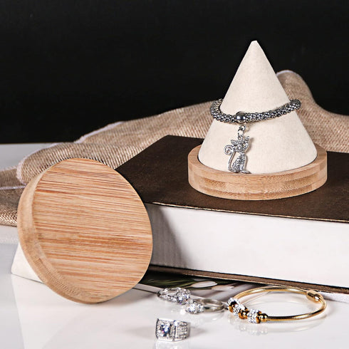 Bamboo Cone Bracelet Display Stand for Show Selling (Beige)...