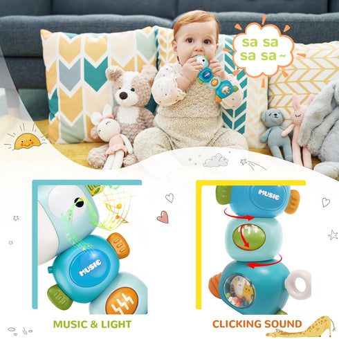 Baby Montessori Sensory Teething Toys for 3-6 6-12 Months, Food Grade Baby Teether, Newborn Infant Rattle Toys, Baby Shower Gifts, Learning Educat...
