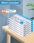6 Pack Small Vacuum Storage Bags (24"x16"), Reusable Vacuum Sealer Compression Space Saver Bag for Clothes, Mattress, Blanket, Duvets, Pillows, Co...