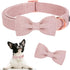 ARING PET Bowtie Dog Collar-Cotton Pink Dog Collar with Bow, Fancy Wedding Girl Dog Collars Pet Collars Gifts with Metal Buckle...